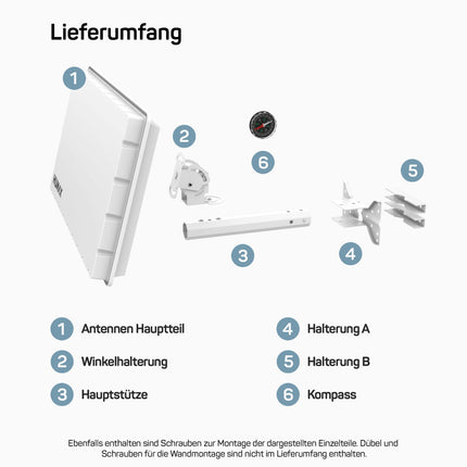 HUMAX Flat H39D SAT lameantenn Lame satelliitantenn 1 abonendile, ühe LNB-ga - lame SAT antenn koos seina- või mastiklambriga, võrreldav 60 cm SAT antenniga, valge