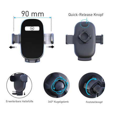 Wicked Chili 2-in-1 Car Phone Holder for iPhone 16, 15, 14, 13 (Pro, Max, Plus, Mini) Samsung Galaxy, A, Pixel, XIAOMI Redmi, Universal Suction Cup/Dashboard Car Mount, Rotatable