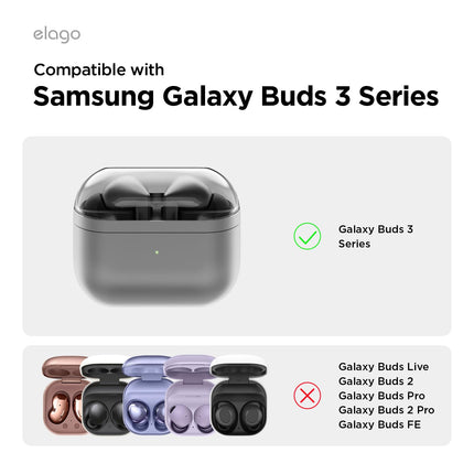 elago Compatible with Samsung Galaxy Buds 3 Case &amp; Galaxy Buds 3 Pro Case, Duo Case with Carabiner, Premium Silicone + TPU Case, Wireless Charging, Earphone Accessories, for Men, for Women (Black)
