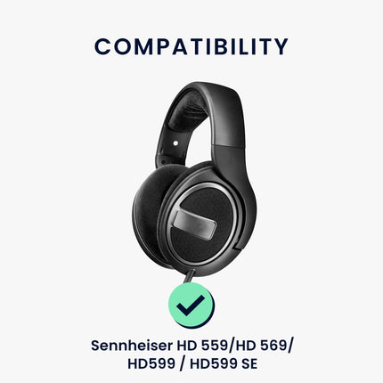 kwmobile 2X Ear Pads Compatible with Sennheiser HD 559 / HD 569 / HD599 / HD599 SE - Ear Pads Headphones - Artificial Leather Cushions for Over Ear Headphones - Cooling Effect