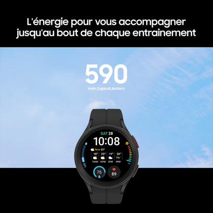 Samsung Galaxy Watch5 Pro Smartwatch, Health Tracker, Sports Watch, Long Battery Life, Bluetooth, 45 mm, Titanium, 1-Year Extension [Excluded from Amazon] – French Version