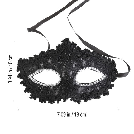 BESPORTBLE pitsist kristall-rhinestones Veneetsia stiilis cosplay mask Halloweeniks/maskeraadiks/kostüümipeoks (must)