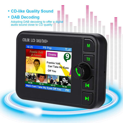 DAB Car Radio Adapter, 2.4 inch Color LCD Portable Car Radio DAB with Bluetooth Handsfree System, DAB Digital Radio Tuner Car DAB Radio 170-240MHz with M Transmitter Antenna