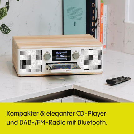 Pure Classic C-D6 muusikakeskus (CD-mängija, DAB+/FM, Bluetooth, AUX, USB, äratuskell, unetaimer) Puuvillvalge/tamm
