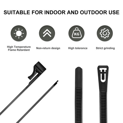 100 lahtikäiva kaablisideme pakis, mustad, 250 mm x 8 mm, vastupidavad, taaskasutatavad nailonist kaablisidemed keskkonnasõbralikeks lahendusteks (mustad)