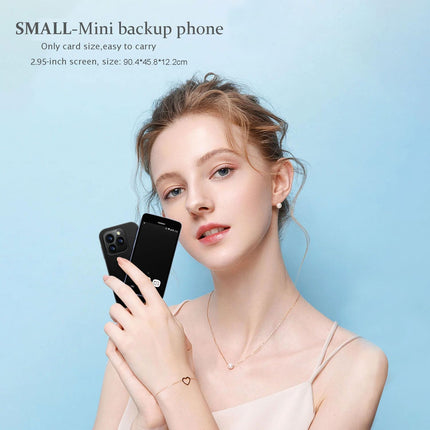 Hipipooo mininutitelefon, lukustamata 4G väiketelefon, 2,95 tolli, kahekordne SIM-kaart, 1400mAh aku, 2MP + 5MP kaamera, Android 9 lastetelefon, varutelefon täiskasvanutele 2GB + 16GB (4G-sinine)