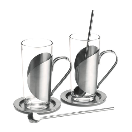 Römer Präsente Tea Gift Set: 7-piece set; 2 tea glasses, 2 coasters, 2 drinking spoons, and 1 cherry tea (50 g)