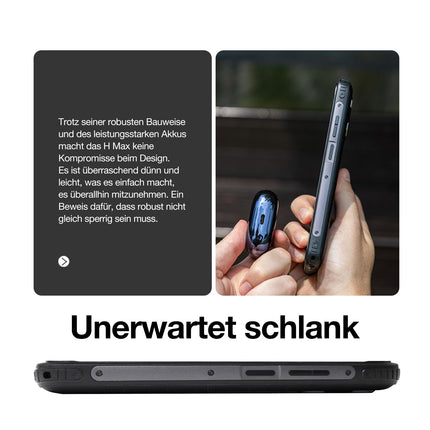 AGM H MAX lepinguta õues kasutatav mobiiltelefon 4G, 10000 mAh võimas nutitelefon Android 14, 4GB+128GB, 6,56-tolline HD+ ehitusplatsi mobiiltelefon IP68/Face ID/kahe SIM-kaardiga/NFC