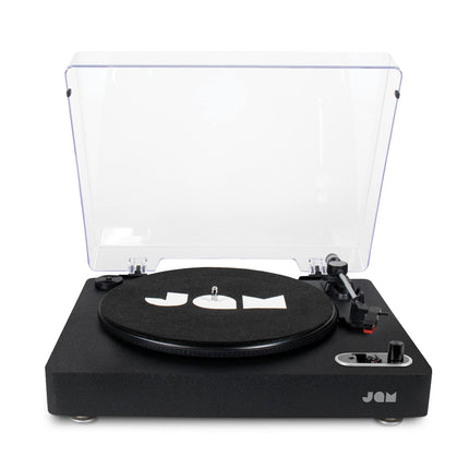 JAM Spun Out Turntable Bluetooth - Record Player, 3-Speed ​​Vinyl Player, Record Player with Dust Cover, Headphone Jack, Aux-In, Vinyl to MP3 Conversion, Black
