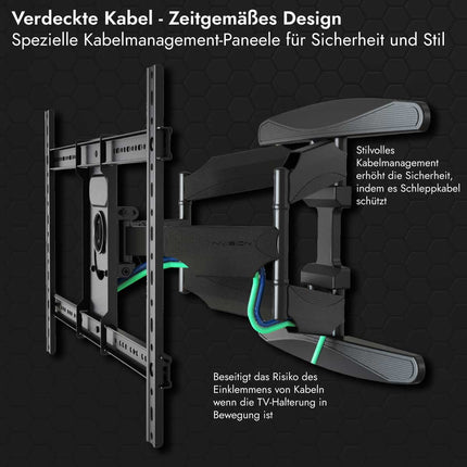 Invisioni teleri seinakinnitus 37–75-tollistele ekraanidele, pööratav, kallutatav ja pikendatav telerikinnitus lamedatele ja kumeratele teleritele, maksimaalne kaal 50 kg, VESA 200x100 mm kuni 600x400 mm (DXL-DE-IA)