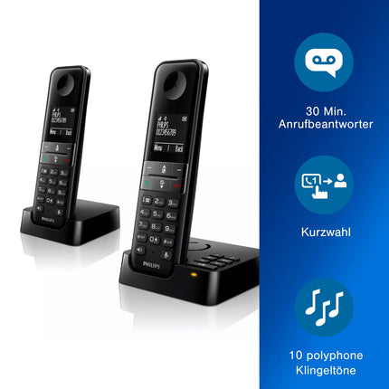 Philips D4752B/01 DECT juhtmeta telefon automaatvastajaga, 2 telefonitoruga