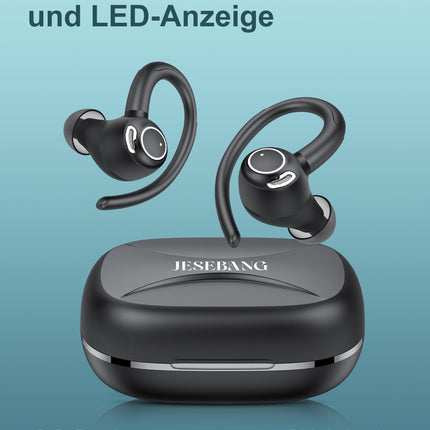 Bluetooth-kõrvaklapid spordile, kõrvasisesed kõrvaklapid, juhtmevabad Bluetooth 5.3 HD-mikrofoniga, suurepärane heli, 48 tundi mänguaega, kahekordne LED-ekraan, mugav sobivus, IP7 veekindlad spordikõrvaklapid kõrvakonksuga