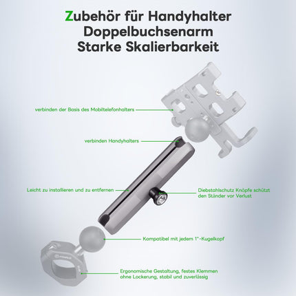 FANAUE kahe pesaga hoidik, mis ühildub RAM Mounts 1-tollise kuuli ja mootorratta telefonihoidikuga, sobib kõigile tööstusstandardile vastavatele 1-tollise/25,4 mm/B-tüüpi kuuliadapteritele, alumiiniumist 6,06" vargusvastase funktsiooniga