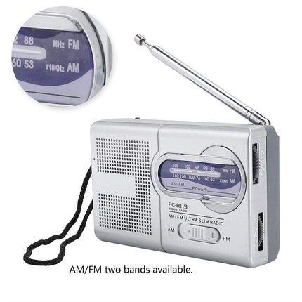 Bewinner AM/FM multifunktsionaalne taskuraadio pikendatava antenniga, HD-heli kahe sagedusribaga väikeraadio teleskoopantenniga, 9 x 5,7 x 2,2 cm, valge