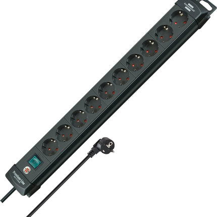 Brennenstuhl Premium-Line, 10-way power strip &amp; Eco-Line, 3-way power strip with surge protection (multiple socket with switch and 1.5m cable - especially energy-saving) anthracite