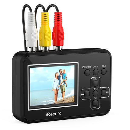 DIGITNOW! Video Grabber digitizes video tapes directly to memory card, video-to-digital converter for VCRs, VHS cassettes, Hi8, camcorders, DVDs, and VHS digitizers (black)