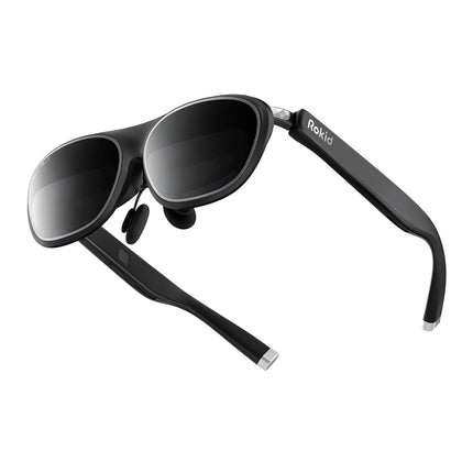 Rokid Max 2 AR-prillid mustad, 215-tolline Micro-OLED-ekraan, reguleeritav lühinägelikkus (0–600D), 120 Hz, 50° vaateväli ja 600 niti heledus, ühildub Androidi ja PC/ROG/Steamiga
