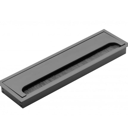 DOJA Barcelona | Kaabliläbimõõt lauale, must | Ristkülikukujuline kaablikorraldaja | 280 * 80 mm | Valmistatud alumiiniumist | Kaabliläbimõõt | Laualäbimõõt | Laua auk | Laua haldamine