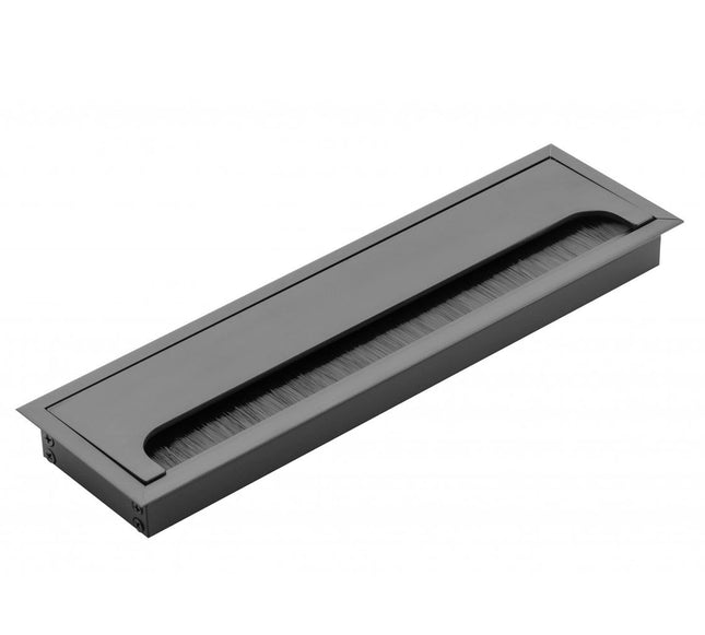 DOJA Barcelona | Cable Grommet for Desk Black | Rectangular Cable Organizer | 280 * 80mm | Made of Aluminum | Cable Grommet | Desk Grommet | Desk Hole | Desk Management