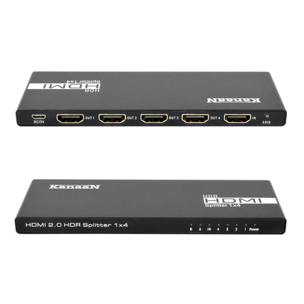 KanaaN HDMI 2.0 Matrix PS5 lüliti jaotur 1 sisend 4 väljundit | 4K/1080p | Toetab PS5, sülearvuti HDTV-d, EDID-salvestust, CEC-d, Daisy Chain'i, SP14HS-i, Dolby 5.1/Dolby TrueHD-d, jaotusvõimendit projektorile