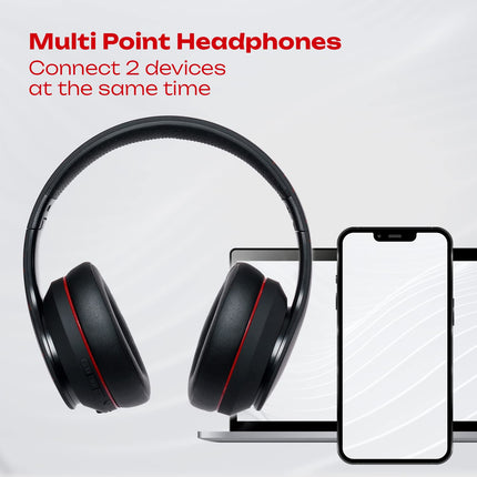 PowerLocus P6 Bluetooth kõrvaklapid, juhtmevabad kõrvaklapid superbassiga, 40-tunnine mänguaeg, mikrofon, häälassistent, passiivne mürasummutus iPhone'ile, Samsungile, iPadile, arvutile, sülearvutile, telerile (punane)