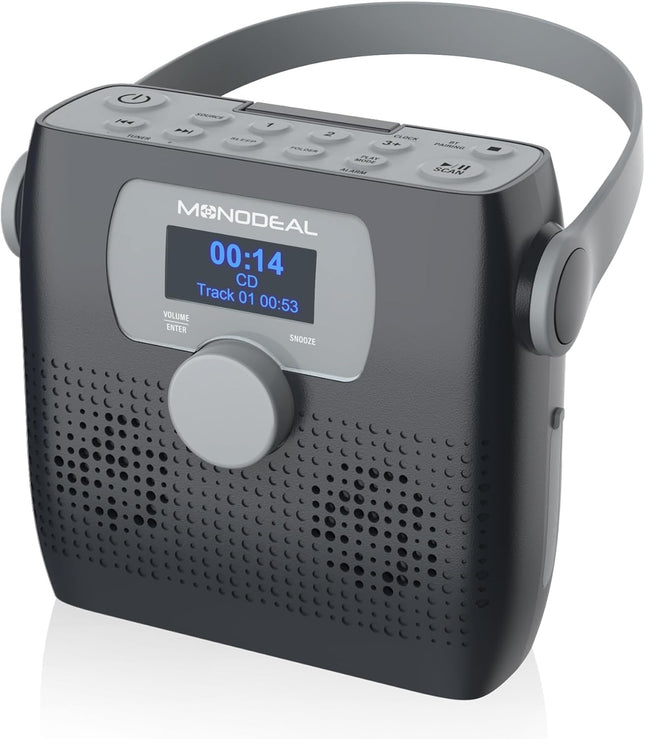 UUS 2024. aasta kaasaskantav CD-mängija FM-raadioga, MONODEAL Bluetooth Boombox CD-mängija kõlariga, laetav kaasaskantav CD-mängija FM-raadioga, kõlar, unetaimer