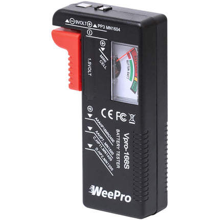 WeePro Battery Tester, Universal Battery Tester Small Battery Tester for AAA AA CD 9V 1.5V Button Cell - Battery Tester for Household Batteries
