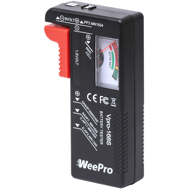 WeePro Battery Tester, Universal Battery Tester Small Battery Tester for AAA AA CD 9V 1.5V Button Cell - Battery Tester for Household Batteries