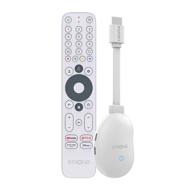 STRONG Leap-Neve 4K UHD Google TV voogedastuspulk Etherneti pordiga, 2 GB muutmälu + 16 GB mälu, WiFi 6, Android 12, integreeritud Chromecast, Google Assistant, Dolby Atmos ja Dolby Vision