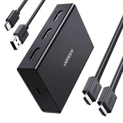 UGREEN HDMI 2.0 jaotur 1 sisend 2 väljundit 4K@60Hz HDMI jaotur kahele monitorile, toetab HDCP 2.2, 3D, HDR, EDID HDMI-lülitit, mis on ühilduv teleri, PS4/5, monitori ja projektoriga.