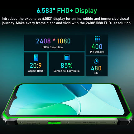 Blackview BV7100 lepinguta õues kasutatav nutitelefon, 13000mAh aku, 33W kiirlaadimine, IP68/IP69K vastupidav telefon, Android 12 Helio G85 6GB+128GB, 6,58'' FHD+ ekraan, 12MP kolmekordne kaamera, GPS, NFC, must