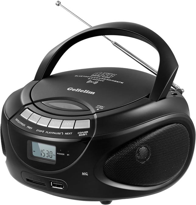 G Keni kaasaskantav CD-mängija Boombox Bluetoothiga, AM/FM-raadio, CD Boomboxi tugi USB, SD, MMC-draivi, Aux-sisend, kõrvaklapipesa, helitugevuse reguleerimine, stereoheli, LCD-ekraan, vooluvõrk ja aku
