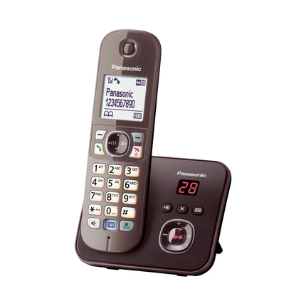 Panasonic KX-TG6821GA DECT cordless phone with answering machine (low radiation, Eco mode, GAP phone, landline, call barring) mocha brown