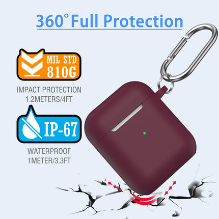 MHYALUDO Compatible with Airpods Case with Cleaning Kit and Keychain, Compatible with Airpods 2nd Generation 2019, 1st Gen 2016, Soft Protection, Compatible with Apple AirPods Case, Wine Red
