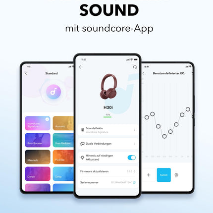 Soundcore H30i juhtmevabad kõrvaklapid, kokkupandav disain, puhas bass, 70 tundi taasesitust, Bluetooth 5.3, kerged ja mugavad, rakenduse juhtimine, mitmepunktiline ühendus