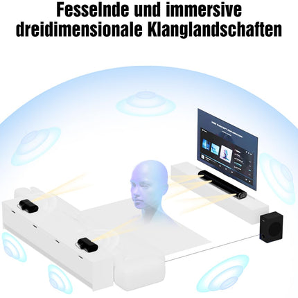Hiwill 5.1-kanaliline teleri heliriba, Dolby Atmos ruumilise heli süsteem, 2 juhtmega ruumilise heli kõlarit, 5,25-tolline subwooferiga teleri heliriba, selge hääl, 380 W tippvõimsus, HiElite A51