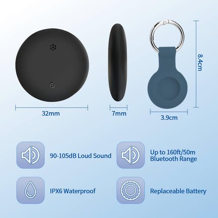 Smart Tag Pro, 4-osaline Air Tag Smart Tracker, võtmeleidja, kohvrijälgija, mis ühildub Apple Where's rakendusega (ainult iOS), võtmete, pagasi, rahakoti jaoks, IP67 veekindlus, kaitseümbris ja kaelanöörid