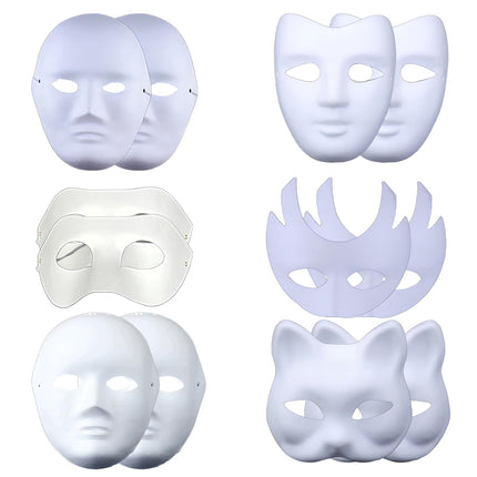 12-osaline isetehtud valge pabermask, maskiballi peomask, värvitavad pabermaskid, valged ja värvimata, isiksuse, loomingulise disaini, karnevali, rollimängu ja cosplay jaoks