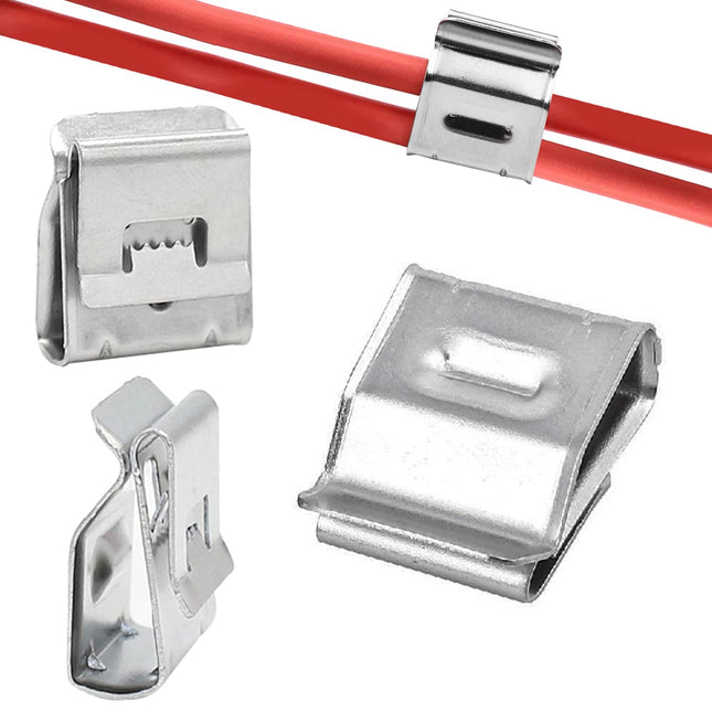 200-osaline roostevabast terasest kaabliklambrite komplekt, 20,8x18,2 mm päikesepaneelide kaabliklambrid, kahekordsed fotogalvaanilised kaabliklambrid elektrikaablite haldamiseks