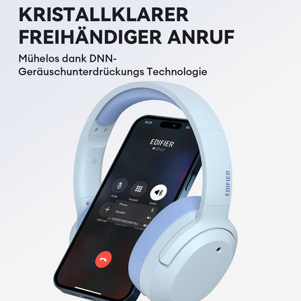 Edifier W820NB Plus hübriidsed aktiivse mürasummutusega kõrvaklapid - LDAC koodek - kõrglahutusega heli, juhtmevabad ja juhtmega - kiire laadimine - 49 tundi mänguaega - kõrvapealsed Bluetooth V5.2 kõrvaklapid - sinised
