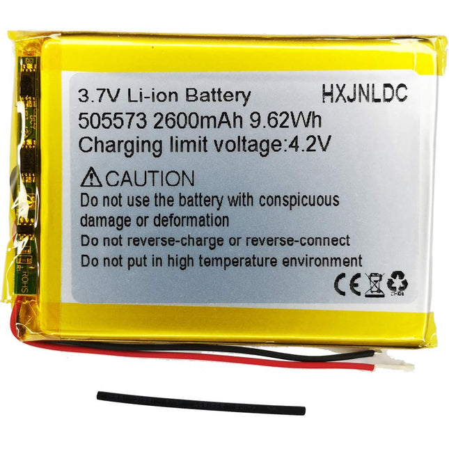 DC 3.7V 2600mah 505573 li-ion Lithium Ion Polymer Battery Replacement for DIY 3.7-5v electronic products, GPS, LED light, Bluetooth speaker, Tablet PC