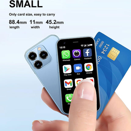 Hipipooo minitelefon, 3G nutitelefon, 3-tolline 1000mAh Android 8.1 varundusnutitelefon, 2GB+16GB (XS15-sinine)