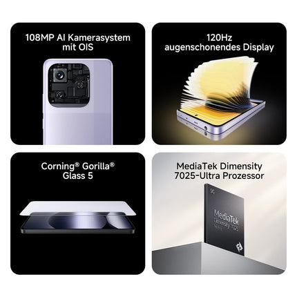 Xiaomi Redmi Note 14 5G nutitelefon, 8 + 256 GB, must, 108MP tehisintellektiga kaamerasüsteem, 5110mAh aku, 120Hz silmakaitsega ekraan, tehisintellektiga funktsioonid (laadijat ei kuulu komplekti)