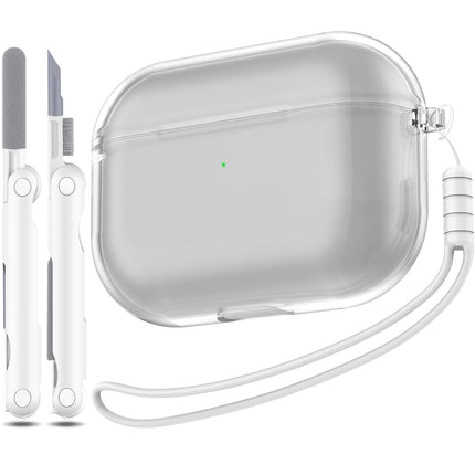 MHYALUDO Transparent Case Compatible with Airpods Pro Case, Compatible with Airpods Pro (2019) Case, Transparent Soft Shockproof Protective Case with Cleaning Pen with Lanyard, Black