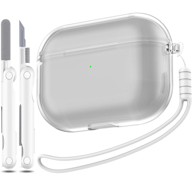 MHYALUDO läbipaistev ümbris, mis ühildub Airpods Pro ümbrisega, ühildub Airpods Pro (2019) ümbrisega, läbipaistev pehme löögikindel kaitseümbris puhastuspliiatsiga ja kaelarihmaga, must