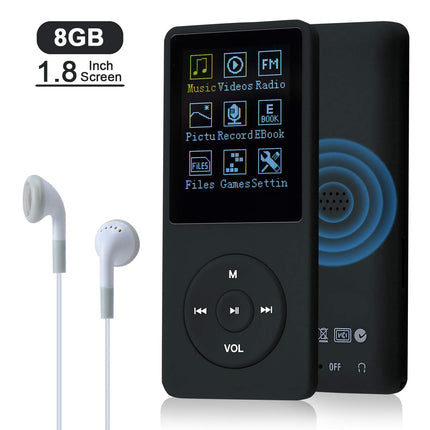 COVVY 8GB Portable MP3 Music Player, Supports up to 64GB SD Card, Lossless Sound HiFi MP3 Player, Music/Video/Voice Recording/FM Radio/E-Book Reader/Photo Viewer (8G, Black)