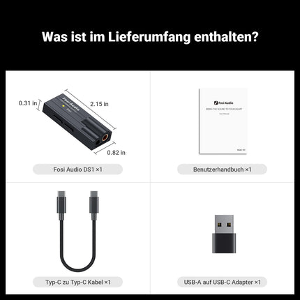 Fosi Audio DS1 kaasaskantav DAC kõrvaklapivõimendi, ES9038Q2M kiibiga kõrvaklapivõimendi, mis toetab PCM 32-bit/768kHz ja DSD512, 3,5 mm ja 4,4 mm väljundid Hi-Fi heli jaoks, USB DAC võimendi kõrvaklappidele