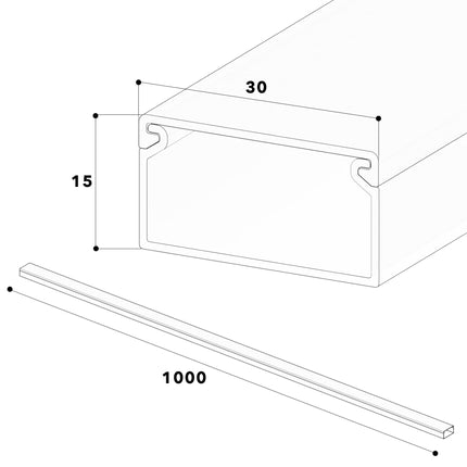 Habengut CC10011 kaablikanal (kinnitusavadega aluses) 30x15 mm PVC-st, värvus: valge, pikkus 12 m (12 tükki 1 meetrit)