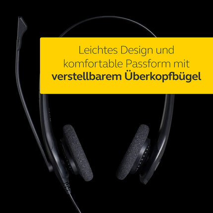 Jabra Biz 1500 kiirühendusega kõrvapealsed stereopeakomplektid - juhtmega kõrvaklapid mürasummutava mikrofoni ja helitugevuse kaitsega lauatelefonidele, must