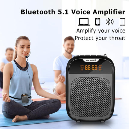 NORWII mini-häälevõimendi kaasaskantav laetav Bluetooth-laetav häälvõimendi 4000mAh kaabliga kõrvaklapid ja vöökoht, PA-süsteem isiklik häälvõimendi õpetajatele, giididele